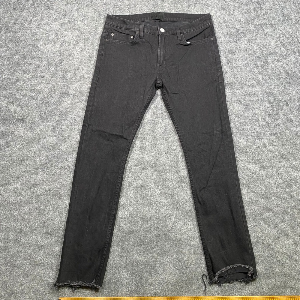 What Youth Mens Black Kurabo Japanese Selvedge Denim Slim Jeans Size 31‎ Raw Hem